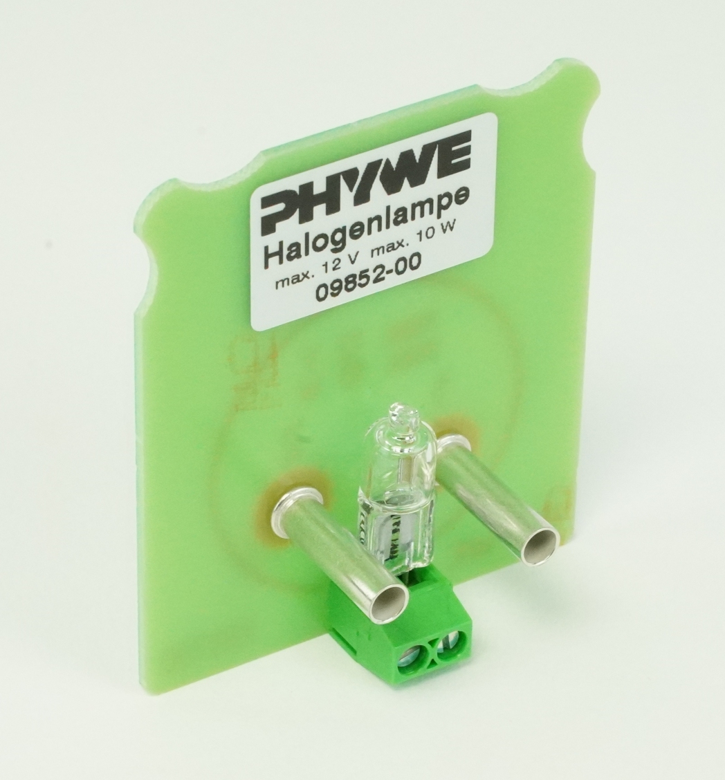 Halogen lamp, 12 V/10 W, mounted with 4 mm plugs
