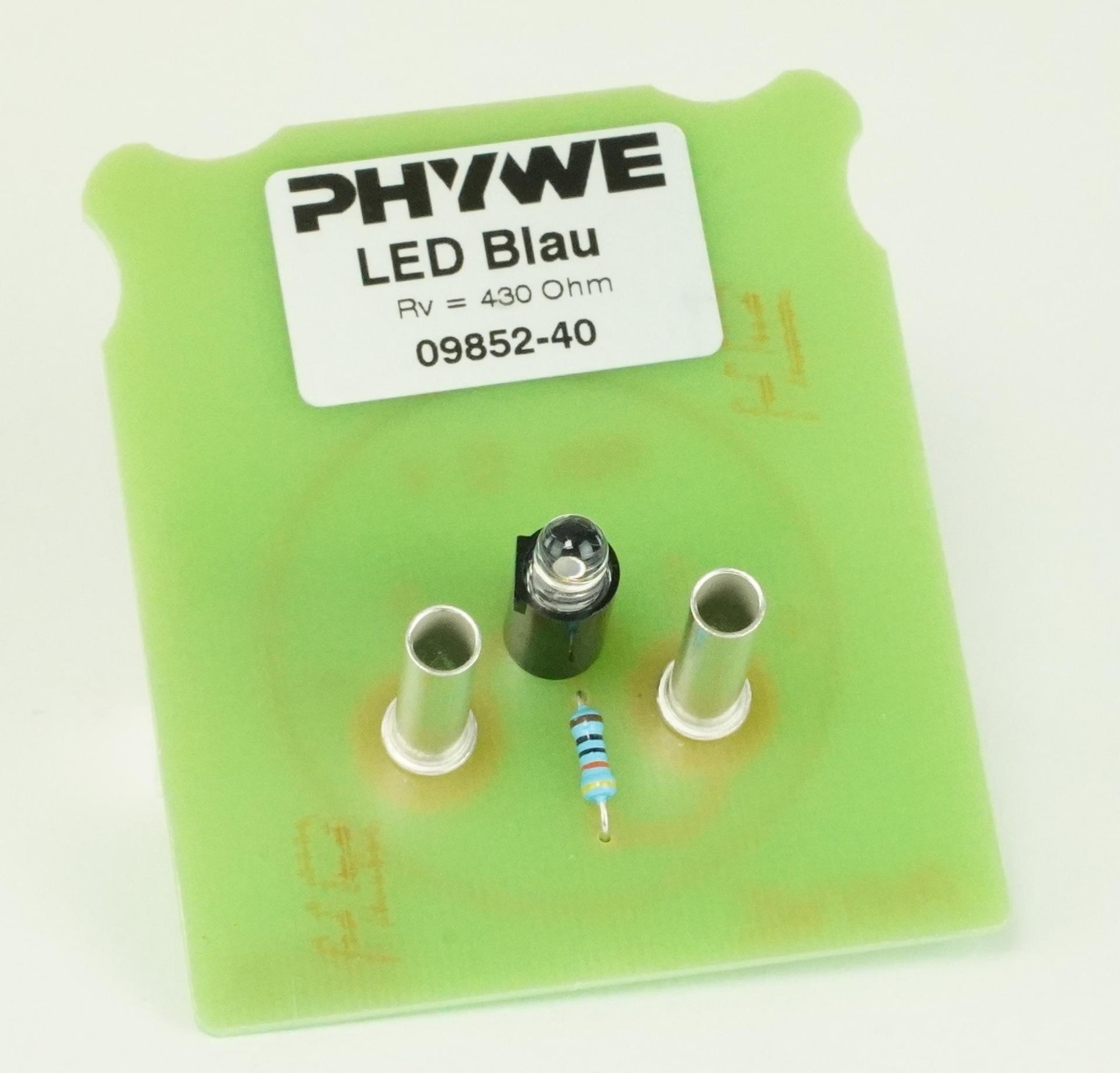 LED - blue, with series resistor and 4 mm plugs